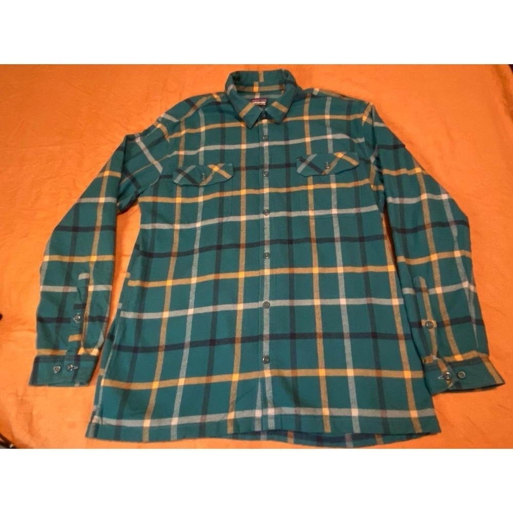 Patagonia Shirt Men XL Flannel Plaid Soft Pockets Fjord Green Western sku18